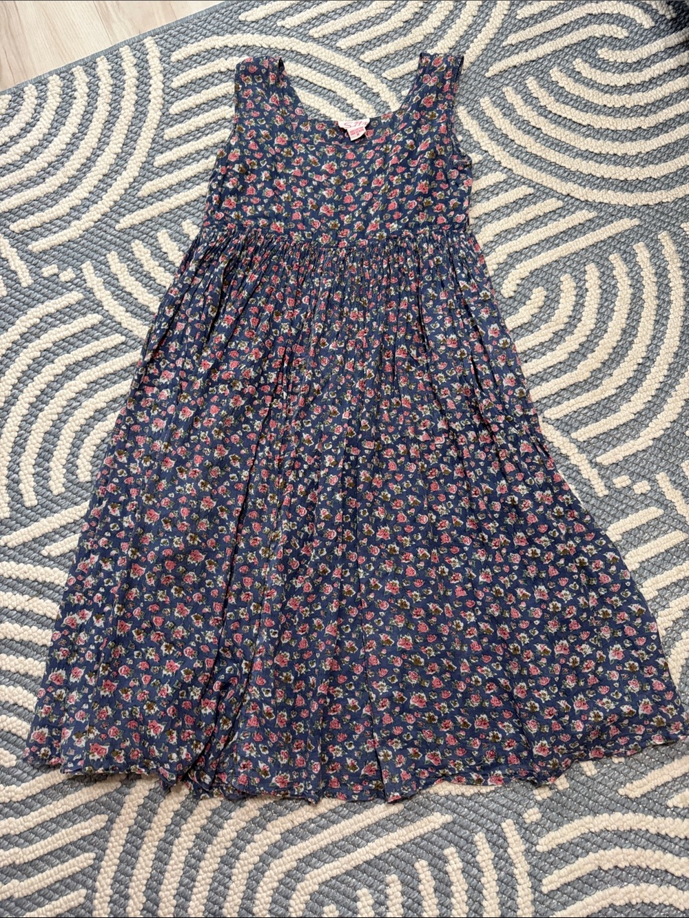 Vintage 90s Sita Floral Prairie Midi Dress Made in Nepal M